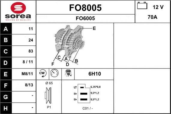 SNRA FO8005 - Генератор abcparts.ee