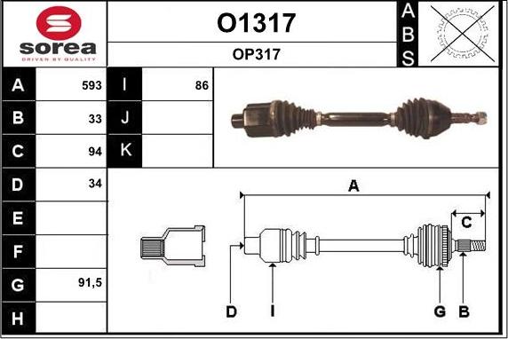 SNRA O1317 - Приводной вал abcparts.ee