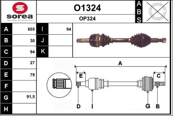 SNRA O1324 - Приводной вал abcparts.ee