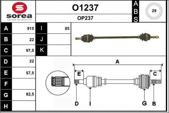 SNRA O1237 - Приводной вал abcparts.ee