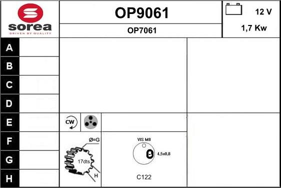 SNRA OP9061 - Стартер abcparts.ee