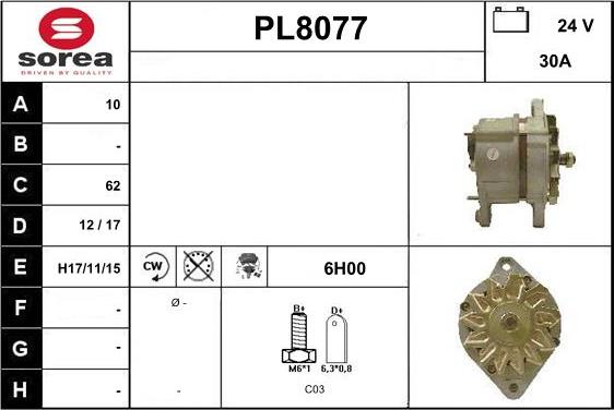 SNRA PL8077 - Генератор abcparts.ee