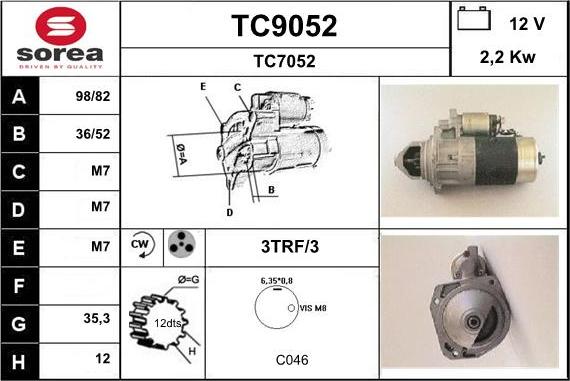 SNRA TC9052 - Стартер abcparts.ee