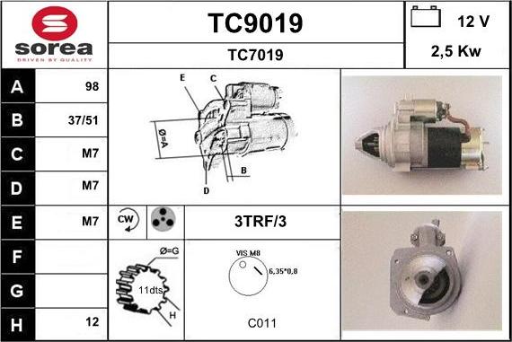 SNRA TC9019 - Стартер abcparts.ee