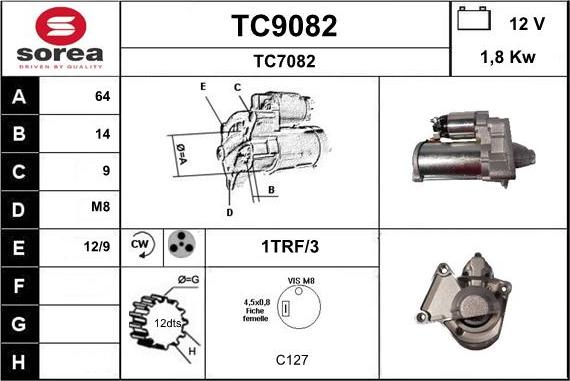 SNRA TC9082 - Стартер abcparts.ee
