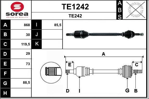 SNRA TE1242 - Приводной вал abcparts.ee