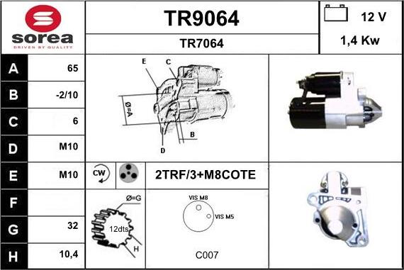 SNRA TR9064 - Стартер abcparts.ee