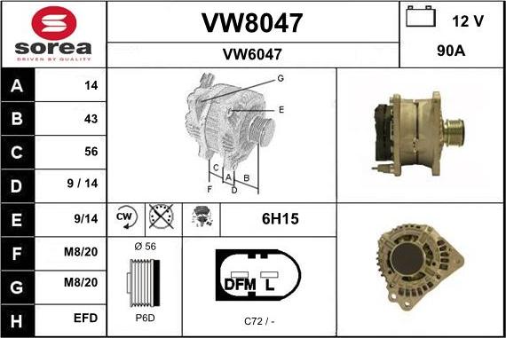 SNRA VW8047 - Генератор abcparts.ee
