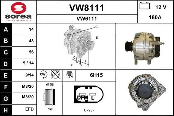 SNRA VW8111 - Генератор abcparts.ee