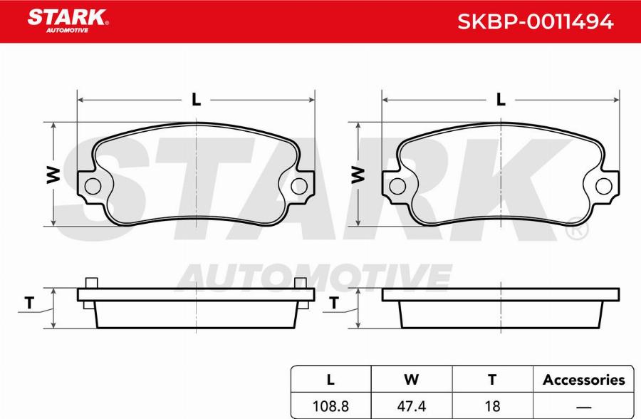 Stark SKBP-0011494 - Тормозные колодки, дисковые, комплект abcparts.ee