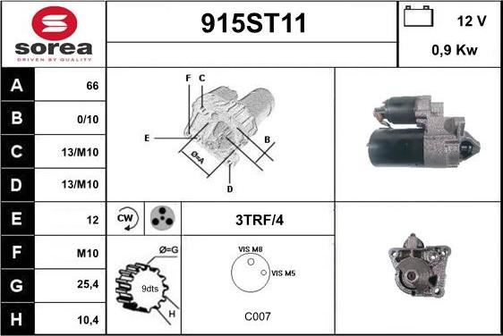 STARTCAR 915ST11 - Стартер abcparts.ee