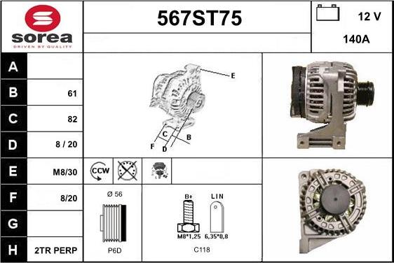 STARTCAR 567ST75 - Генератор abcparts.ee