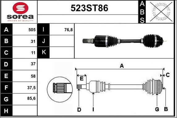 STARTCAR 523ST86 - Приводной вал abcparts.ee