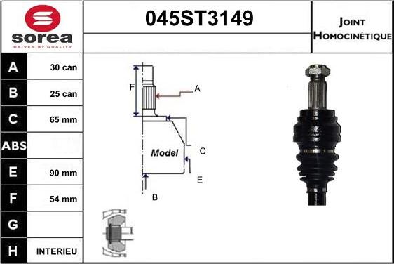 STARTCAR 045ST3149 - Комплект ШРУСа, приводной вал, шарнир abcparts.ee