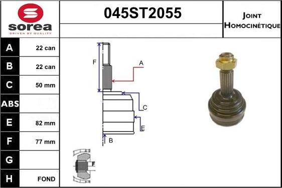 STARTCAR 045ST2055 - Комплект ШРУСа, приводной вал, шарнир abcparts.ee