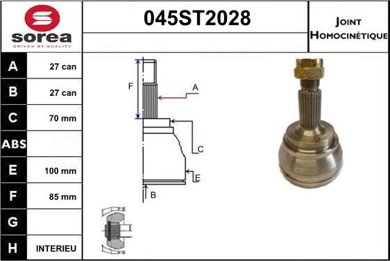 STARTCAR 045ST2028 - Комплект ШРУСа, приводной вал, шарнир abcparts.ee