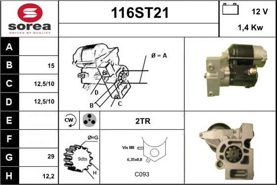 STARTCAR 116ST21 - Стартер abcparts.ee
