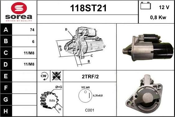 STARTCAR 118ST21 - Стартер abcparts.ee
