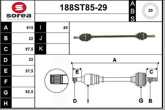 STARTCAR 188ST85-29 - Приводной вал abcparts.ee