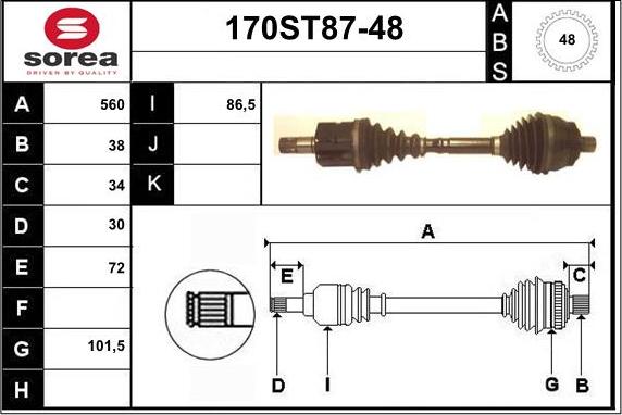 STARTCAR 170ST87-48 - Приводной вал abcparts.ee