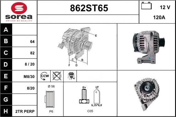 STARTCAR 862ST65 - Генератор abcparts.ee