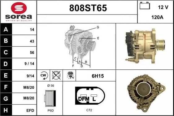 STARTCAR 808ST65 - Генератор abcparts.ee