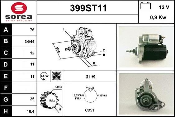 STARTCAR 399ST11 - Стартер abcparts.ee