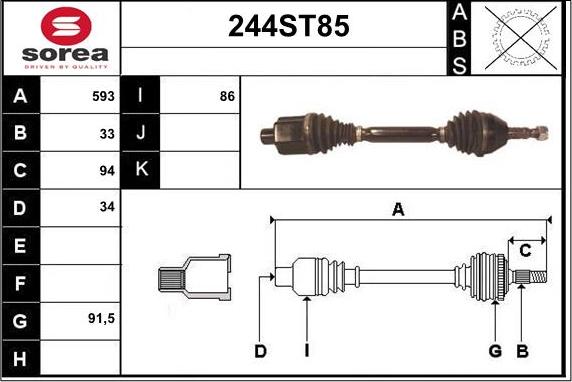 STARTCAR 244ST85 - Приводной вал abcparts.ee