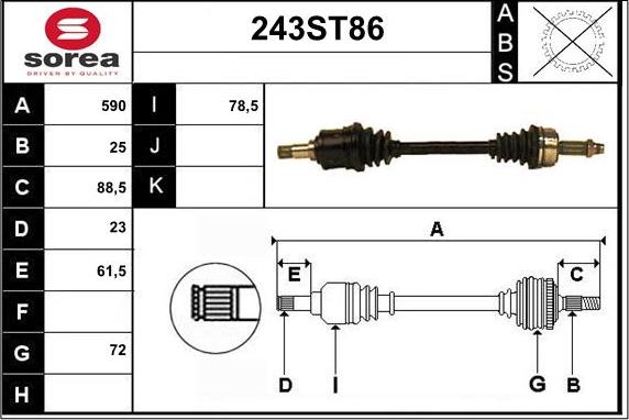 STARTCAR 243ST86 - Приводной вал abcparts.ee
