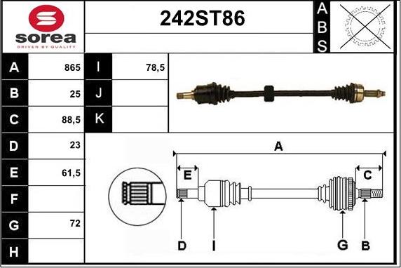 STARTCAR 242ST86 - Приводной вал abcparts.ee