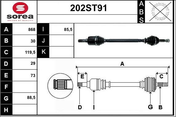 STARTCAR 202ST91 - Приводной вал abcparts.ee