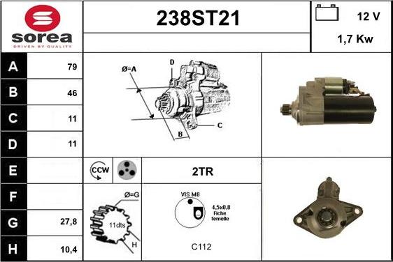 STARTCAR 238ST21 - Стартер abcparts.ee