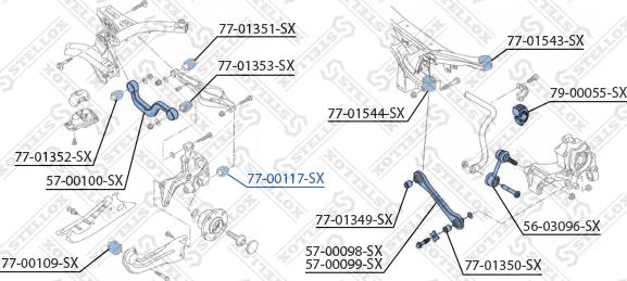 Stellox 77-00117-SX - Сайлентблок, рычаг подвески колеса abcparts.ee