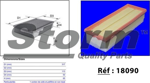 Storm 18090 - Воздушный фильтр двигателя abcparts.ee