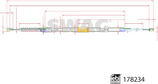 Swag 33 10 4439 - Тросик, cтояночный тормоз abcparts.ee