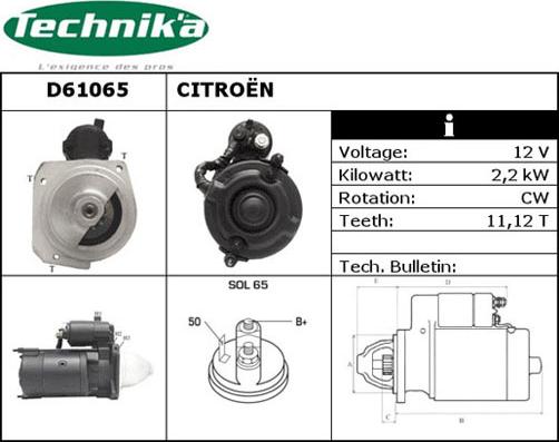 Technika D61065 - Стартер abcparts.ee