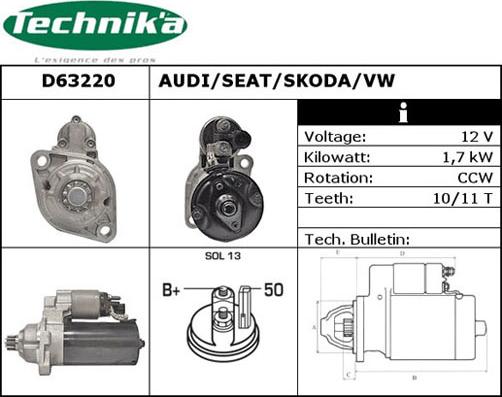 Technika D63220 - Стартер abcparts.ee