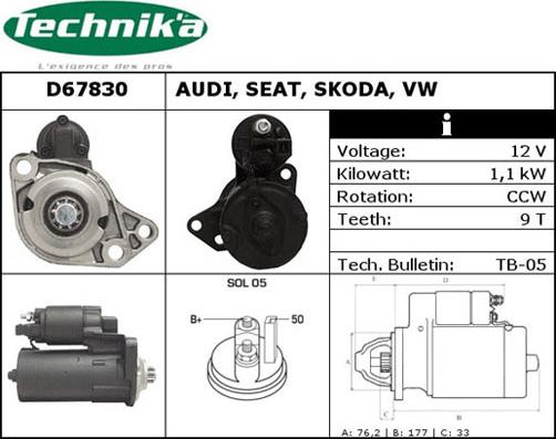 Technika D67830 - Стартер abcparts.ee