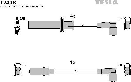 TESLA T240B - Комплект проводов зажигания abcparts.ee