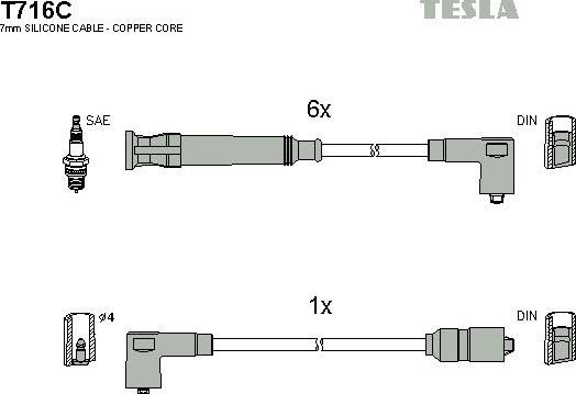 TESLA T716C - Комплект проводов зажигания abcparts.ee