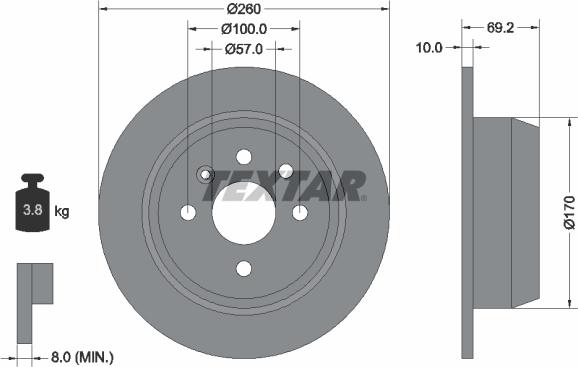 Textar 92057000 - Тормозной диск abcparts.ee