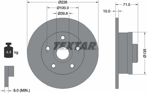 Textar 92057200 - Тормозной диск abcparts.ee