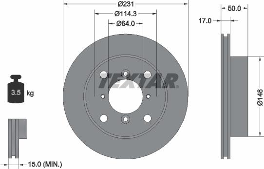 Textar 92069000 - Тормозной диск abcparts.ee