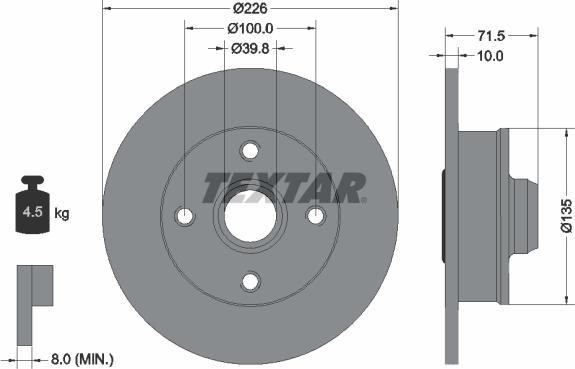 Textar 92154203 - Тормозной диск abcparts.ee