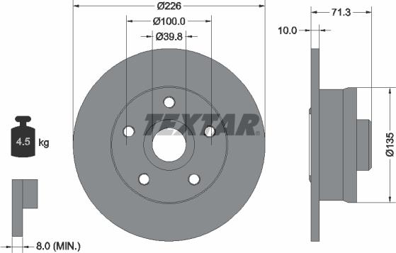 Textar 92153800 - Тормозной диск abcparts.ee