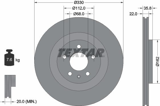 Textar 92238305 - Тормозной диск abcparts.ee