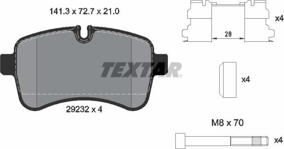 Textar 2923201 - Тормозные колодки, дисковые, комплект abcparts.ee