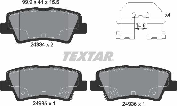 Textar 2493401 - Тормозные колодки, дисковые, комплект abcparts.ee