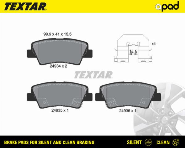 Textar 2493401SC - Тормозные колодки, дисковые, комплект abcparts.ee