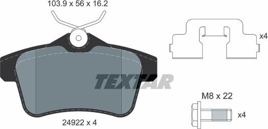 Textar 2492204 - Тормозные колодки, дисковые, комплект abcparts.ee
